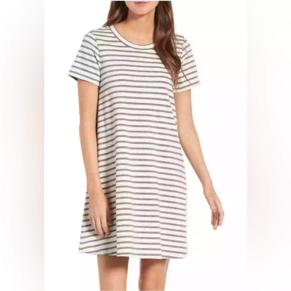 Madewell Striped Retreat Dress Womens XSmall Black White Muted Tee Shirt‎ Cotton